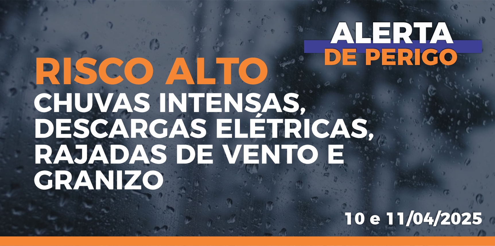 Defesa Civil emite alerta para risco alto de chuvas intensas, ventania e granizo em Vargem Alta